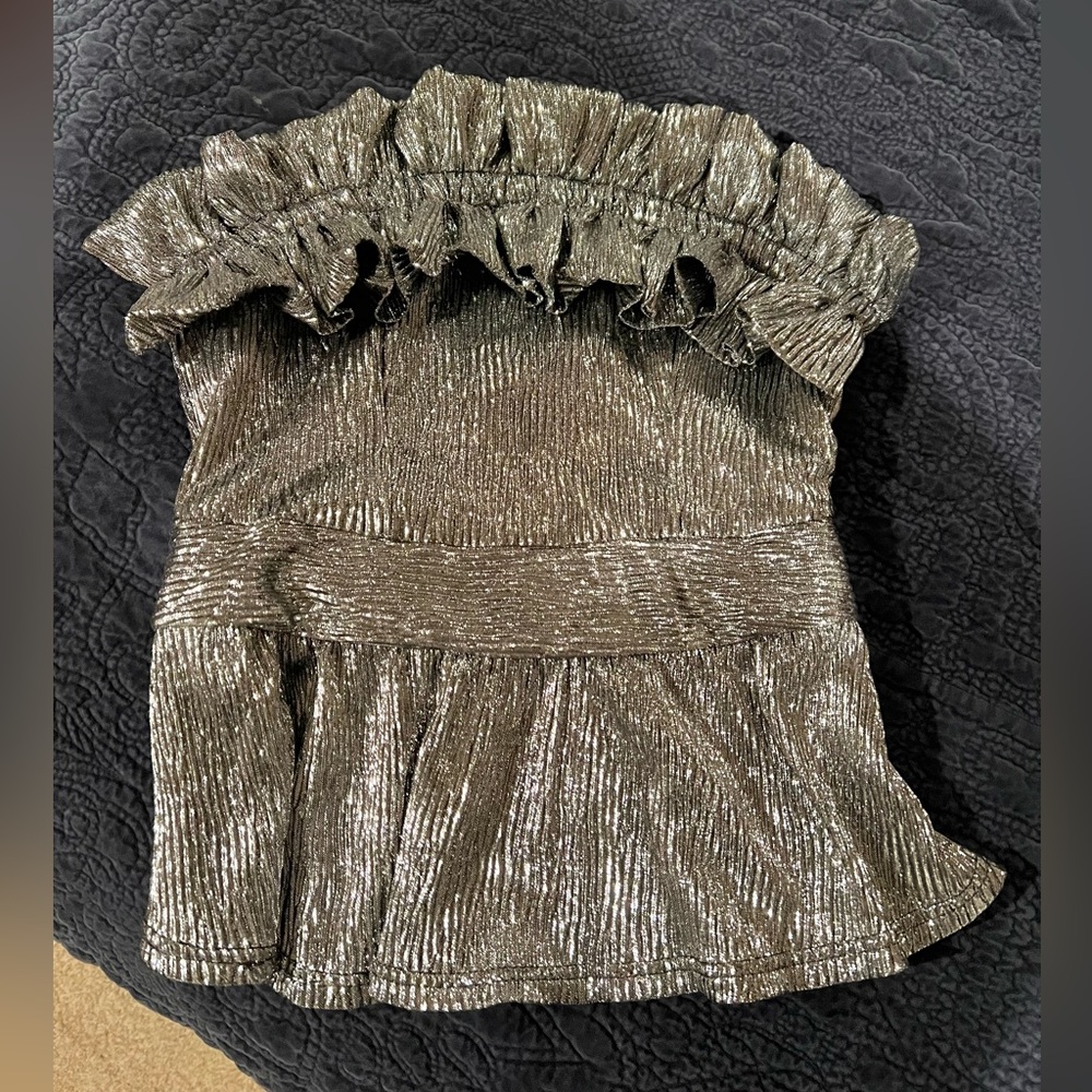 Women’s metallic strapless top. Dress up or dress down. NWT.